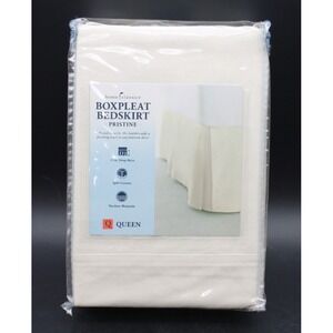 Home Classics Pristine Queen Box Pleat Bed Skirt Ivory 15" Drop New